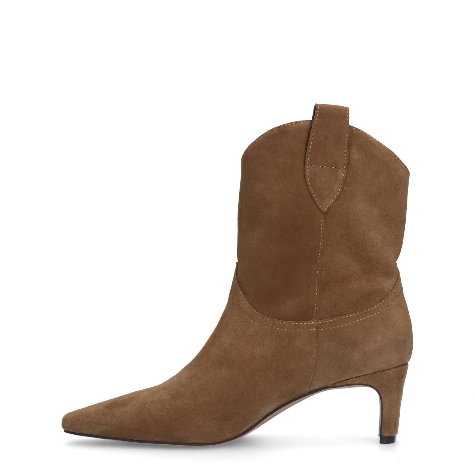 Beige suède enkellaarsjes met hak