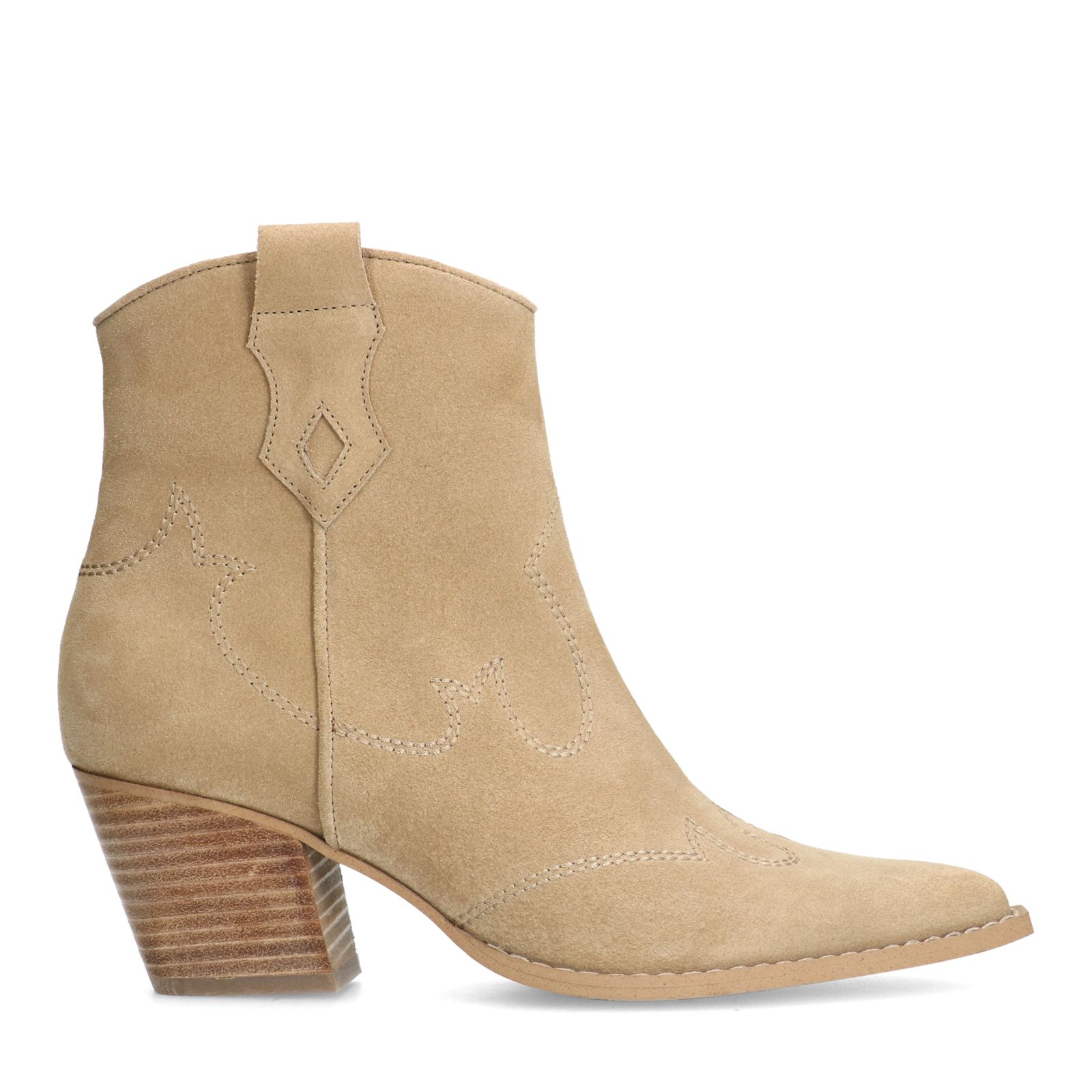 Beigefarbene Cowboystiefel aus Veloursleder