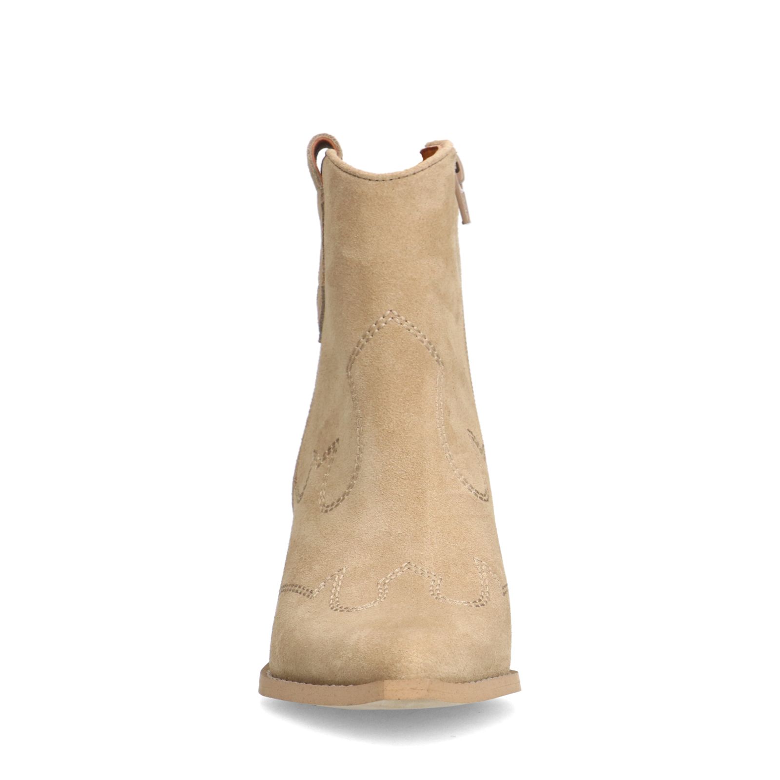 Beigefarbene Cowboystiefel aus Veloursleder