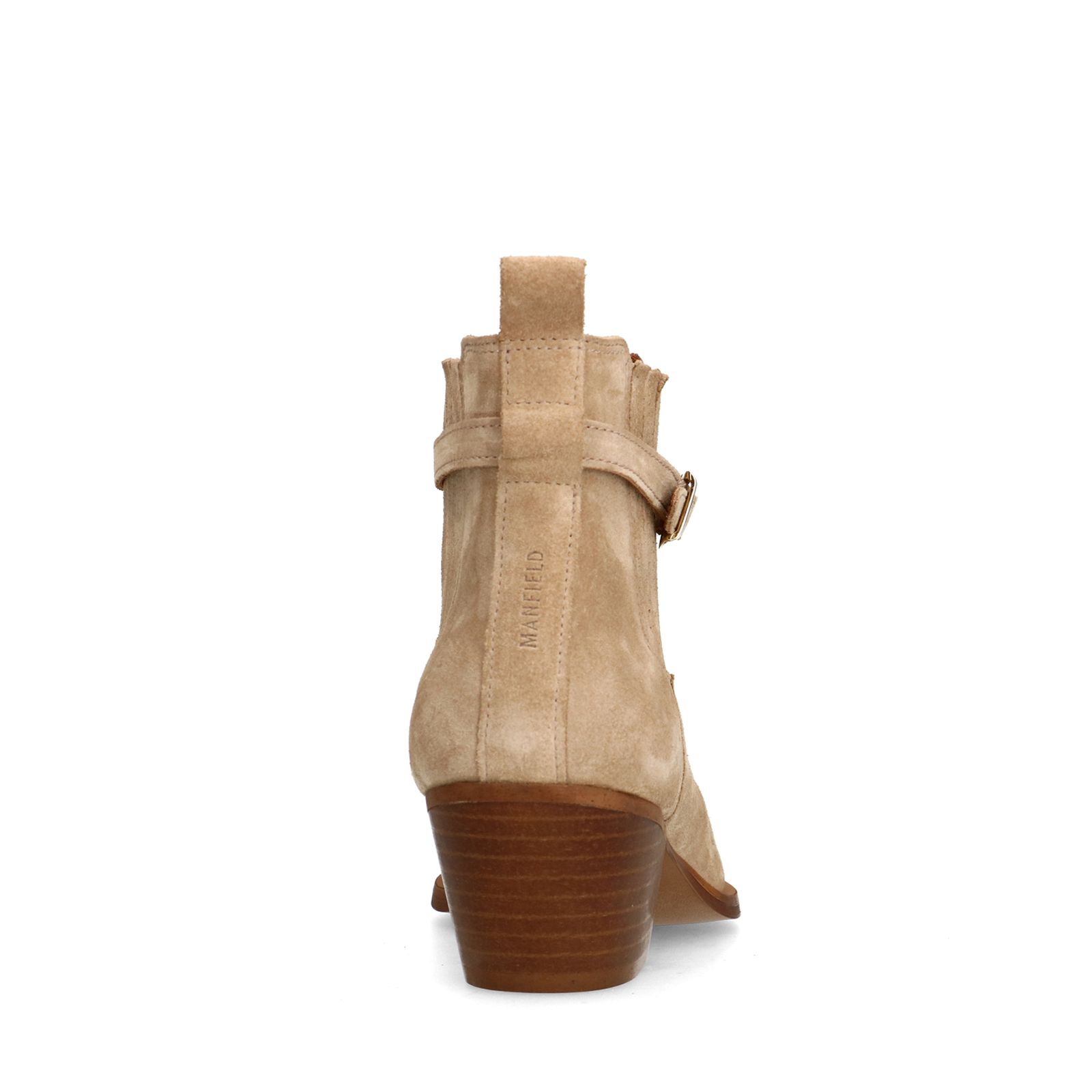 Beige suède enkellaarsjes met hak