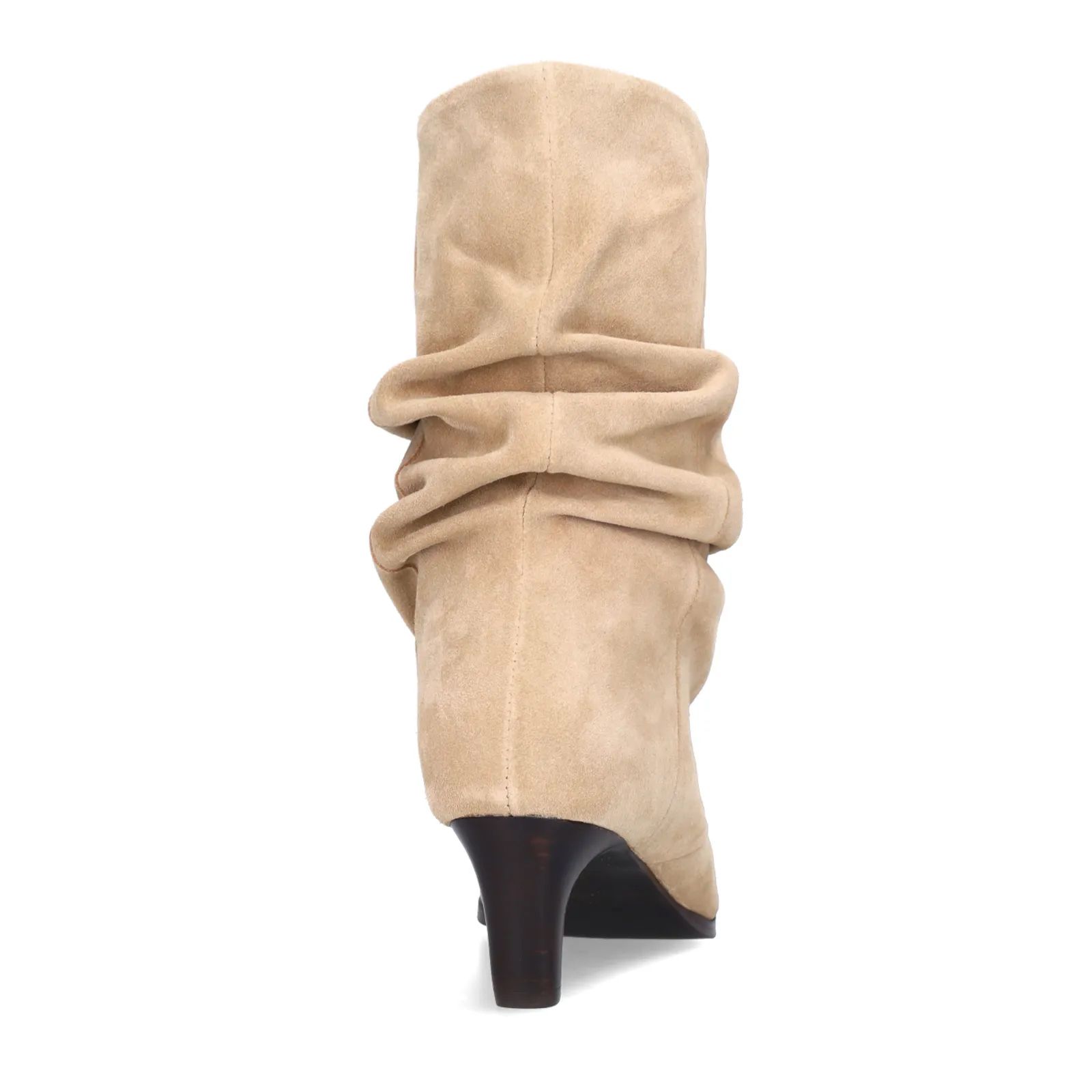 Beige suède slouchy enkellaarsjes met hak