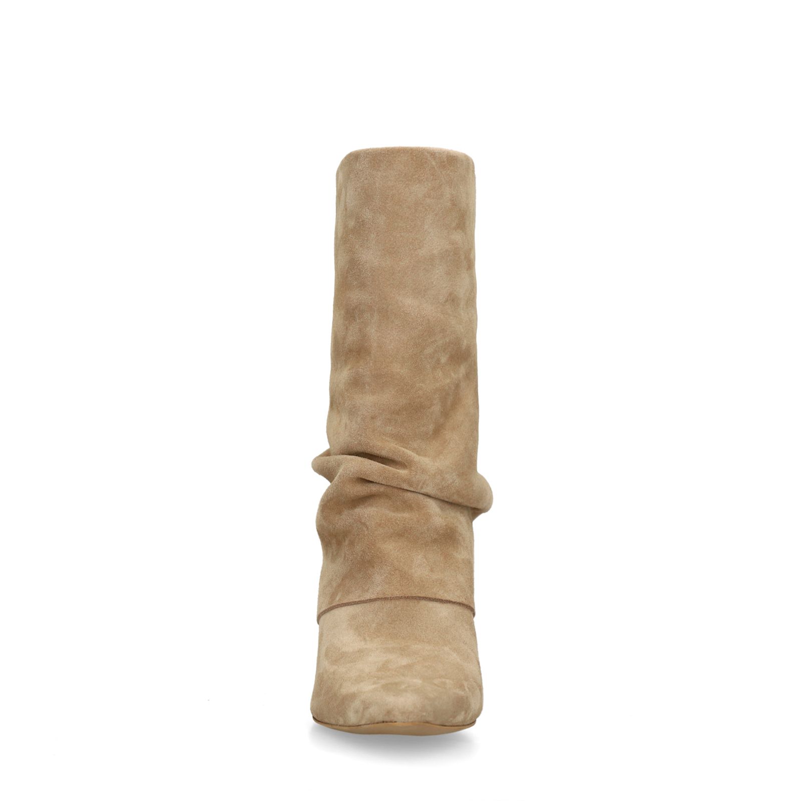 Beige suède enkellaarsjes met flap