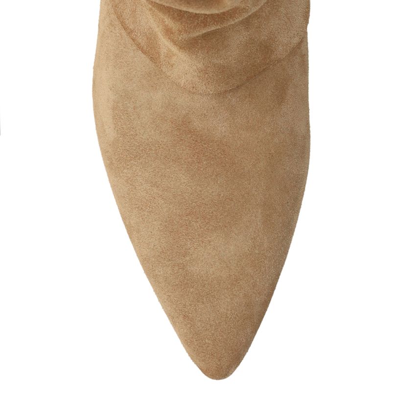 Beige suède enkellaarsjes met flap