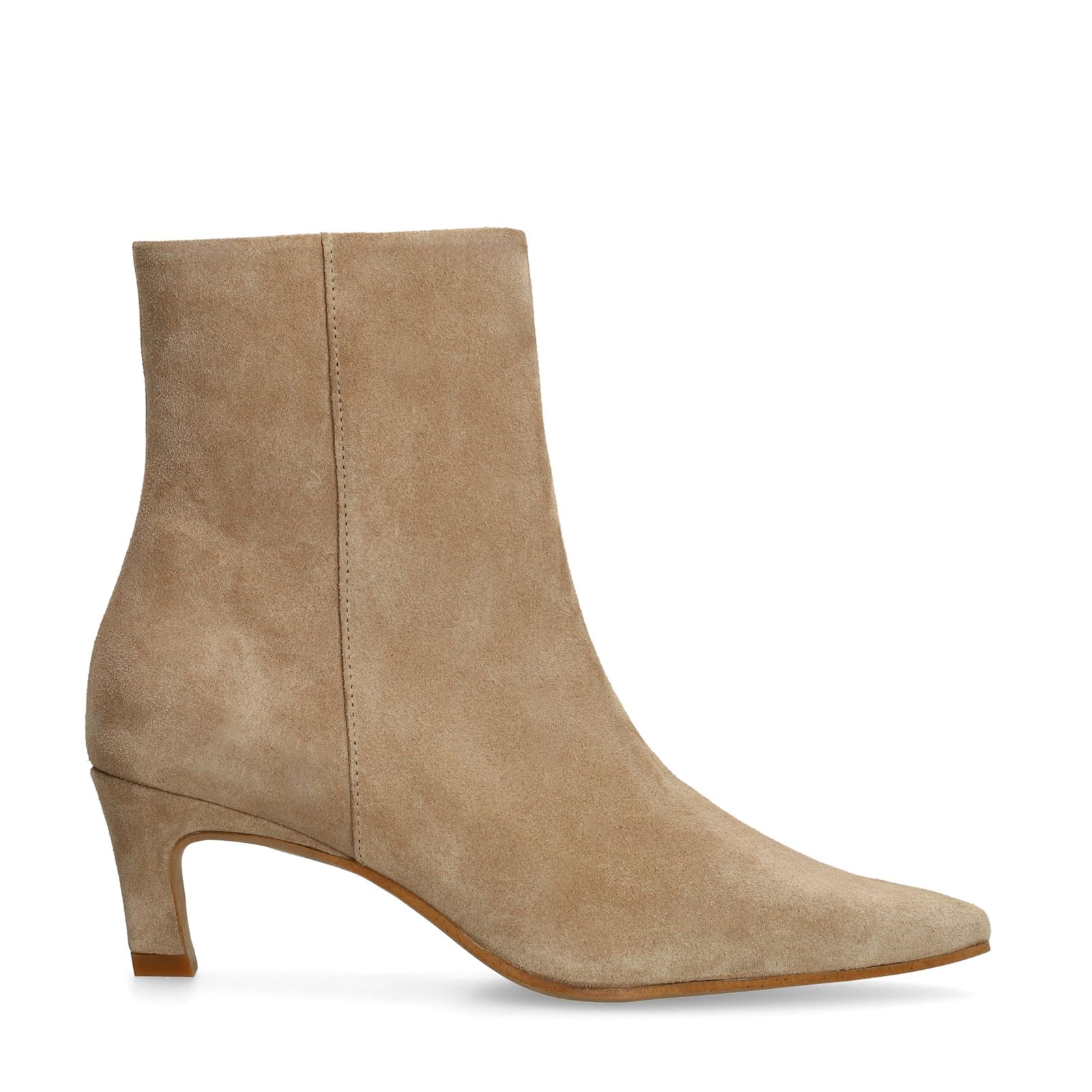 Beige suède enkellaarsjes met hak