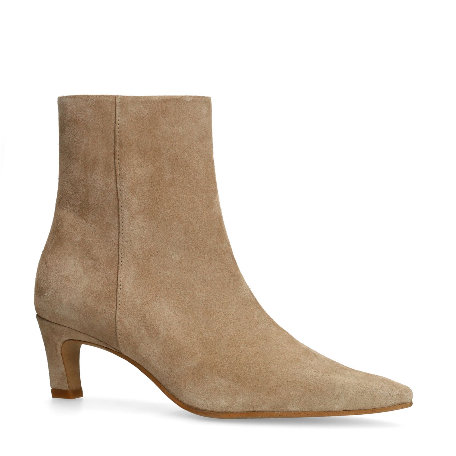 Beige suède enkellaarsjes met hak