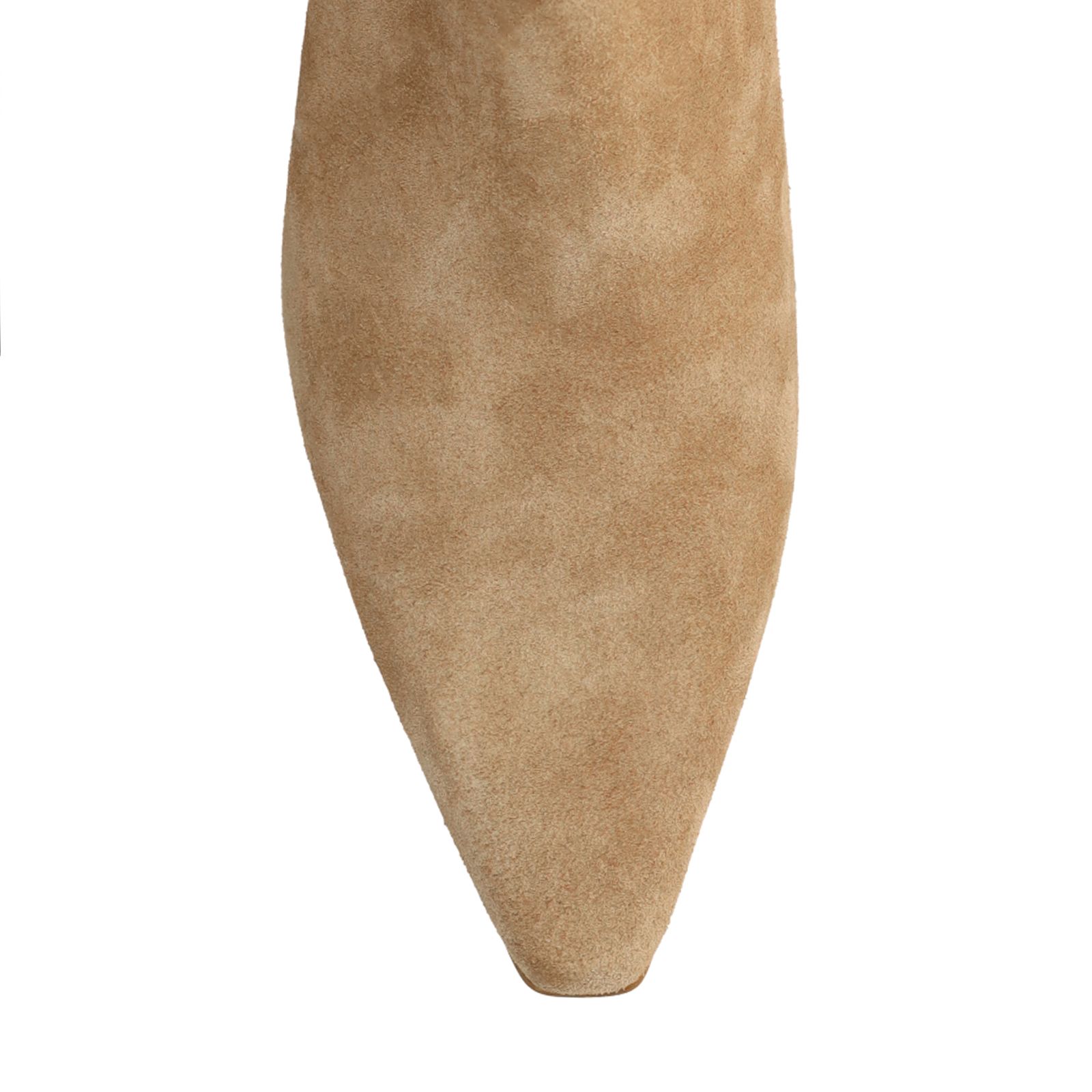 Beigefarbene Veloursleder-Stiefeletten mit Absatz