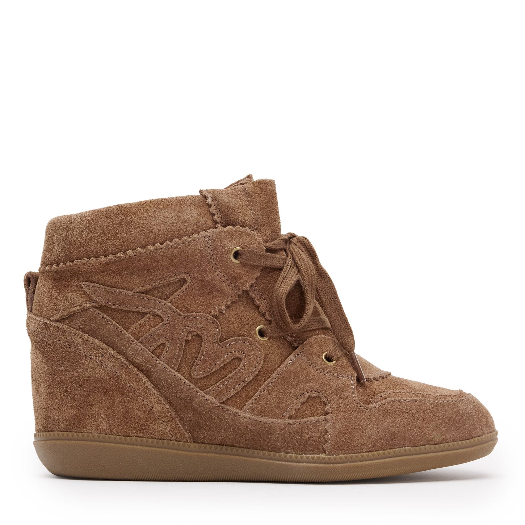 Taupe suède wedge sneakers