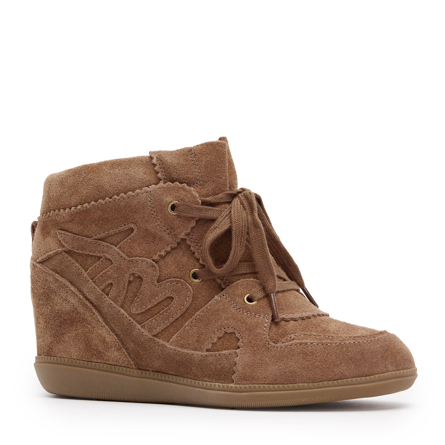 Taupe suède wedge sneakers