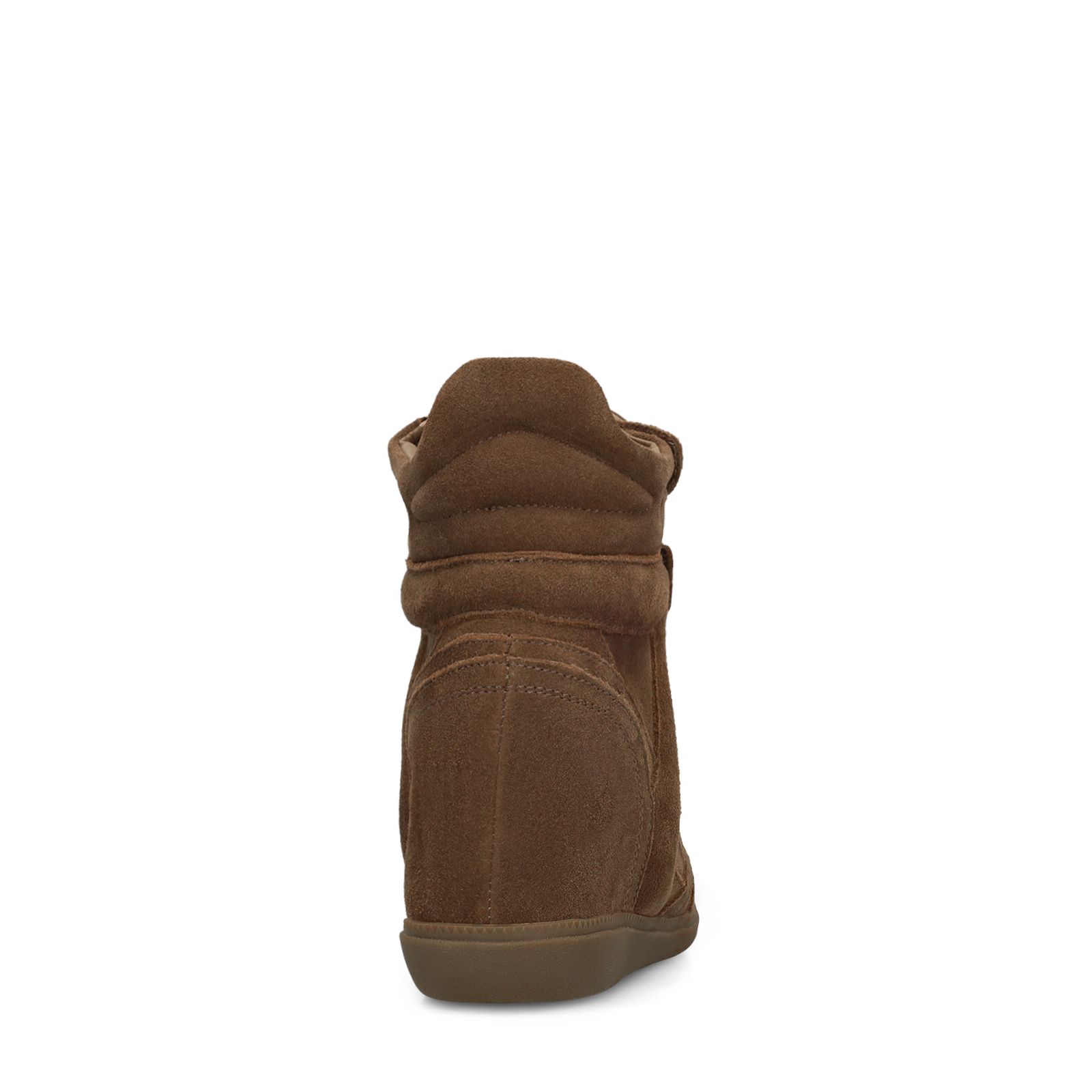Taupe suède sneakers met sleehak