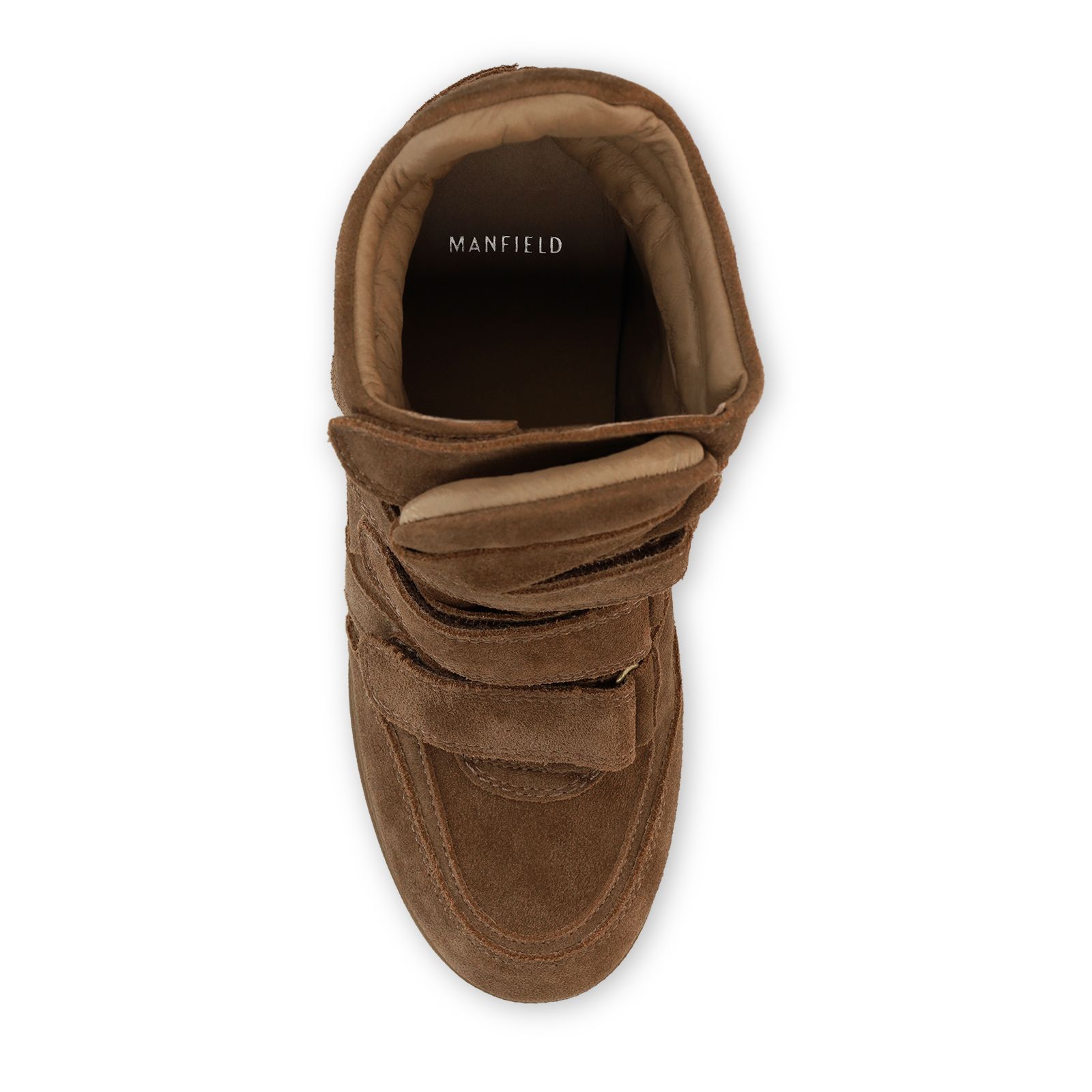 Taupefarbene Veloursleder-Sneaker mit Keilabsatz