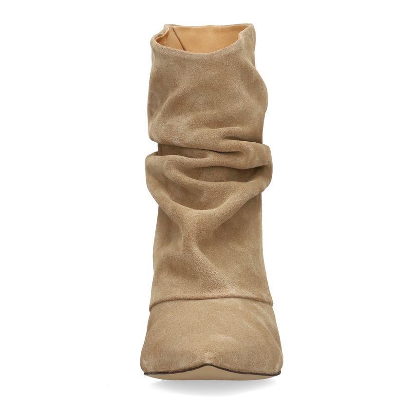 Beige suède slouchy enkellaarsjes met hak