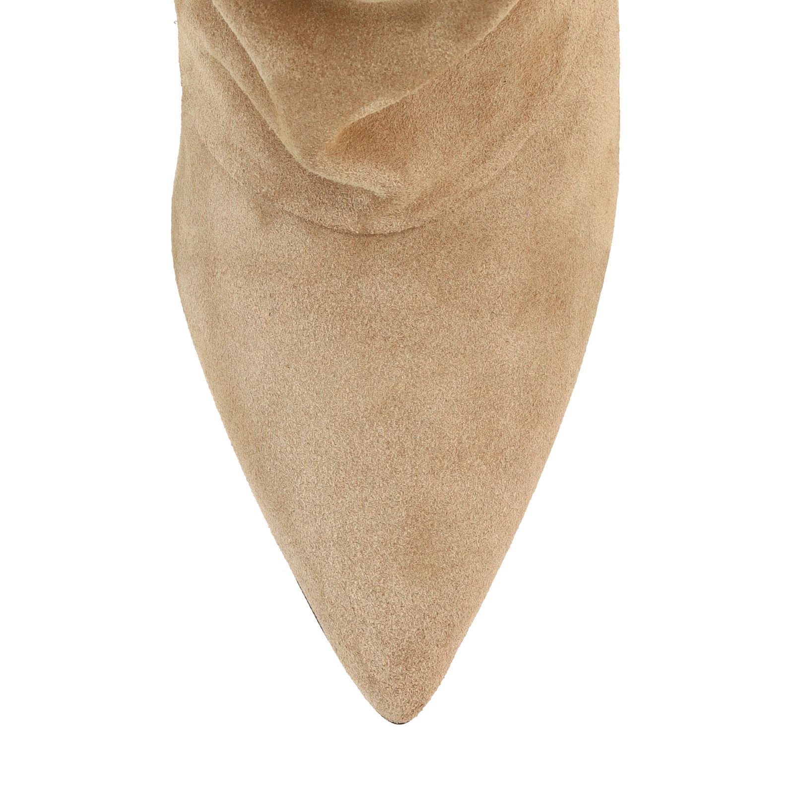 Beige suède slouchy enkellaarsjes met hak