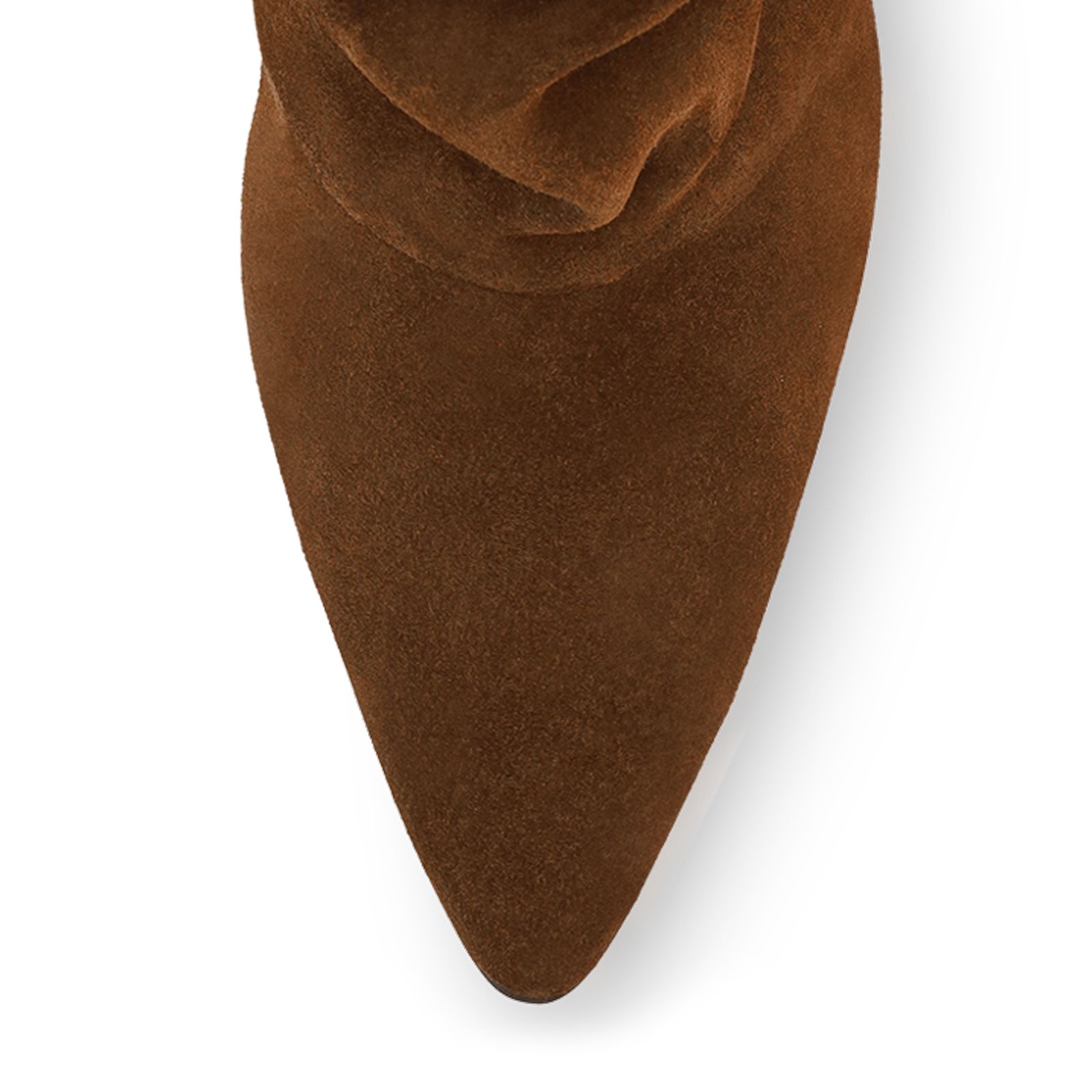 Cognac suède slouchy enkellaarsjes met hak