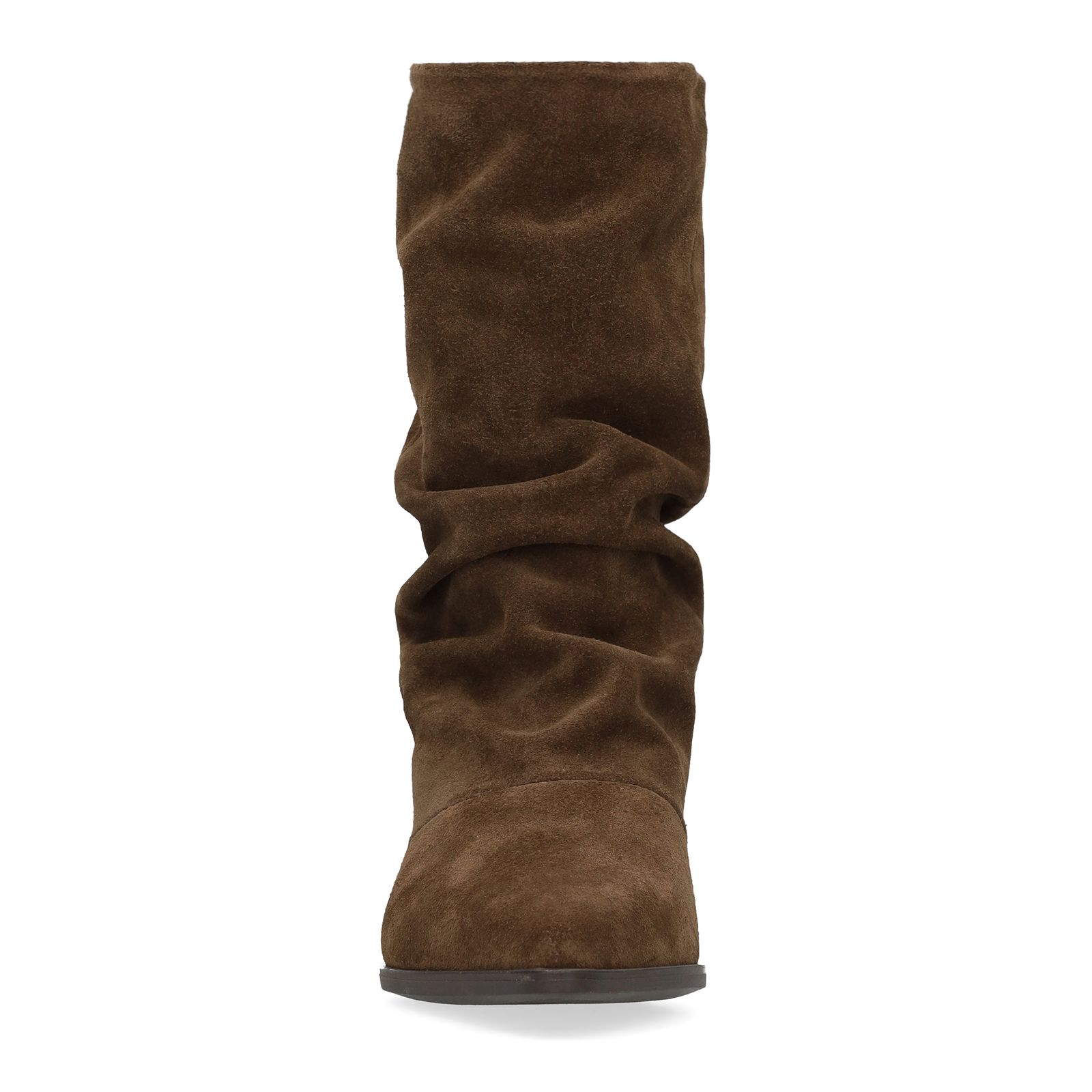 Taupe suède slouchy enkellaarsjes met hak