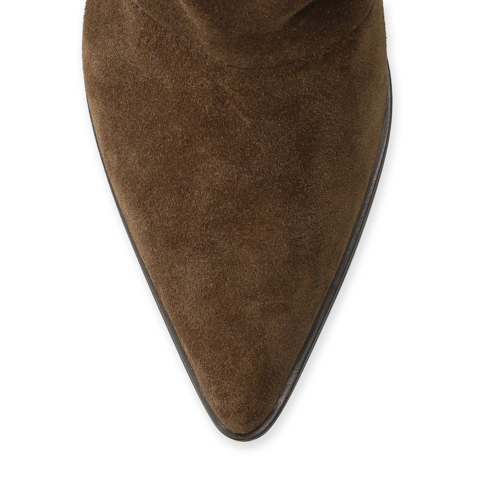 Taupe suède slouchy enkellaarsjes met hak
