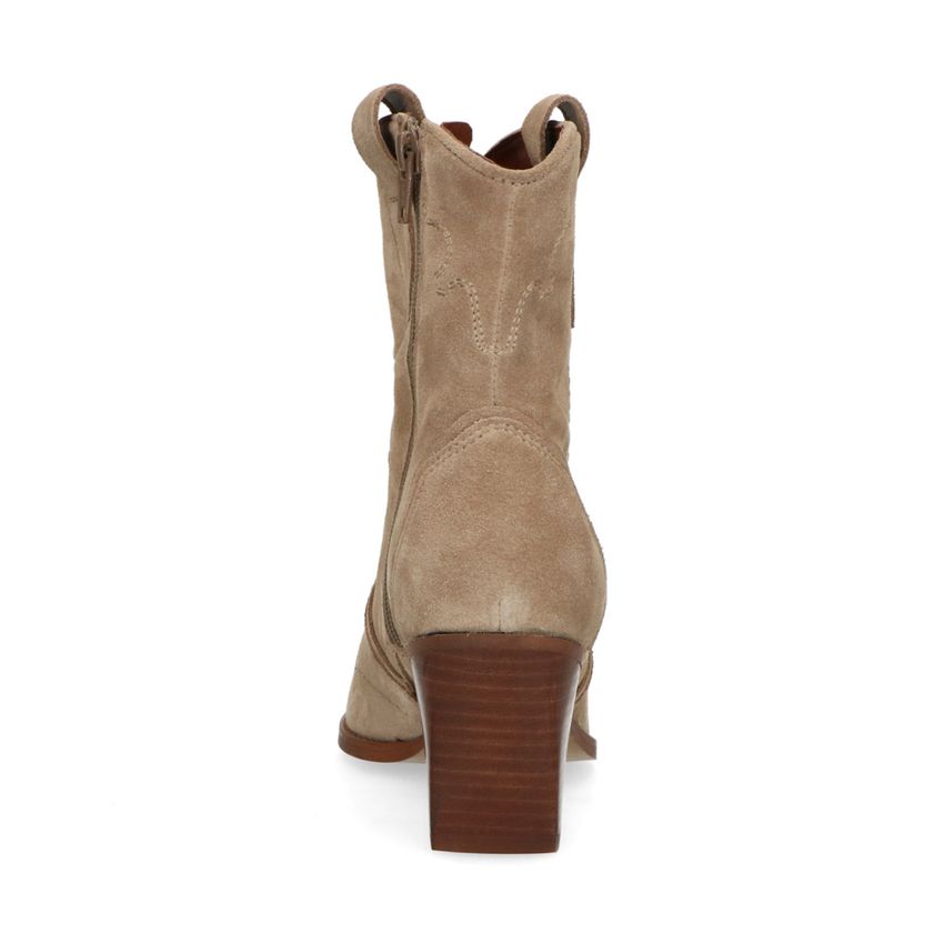 Beigefarbene Western Boots aus Veloursleder