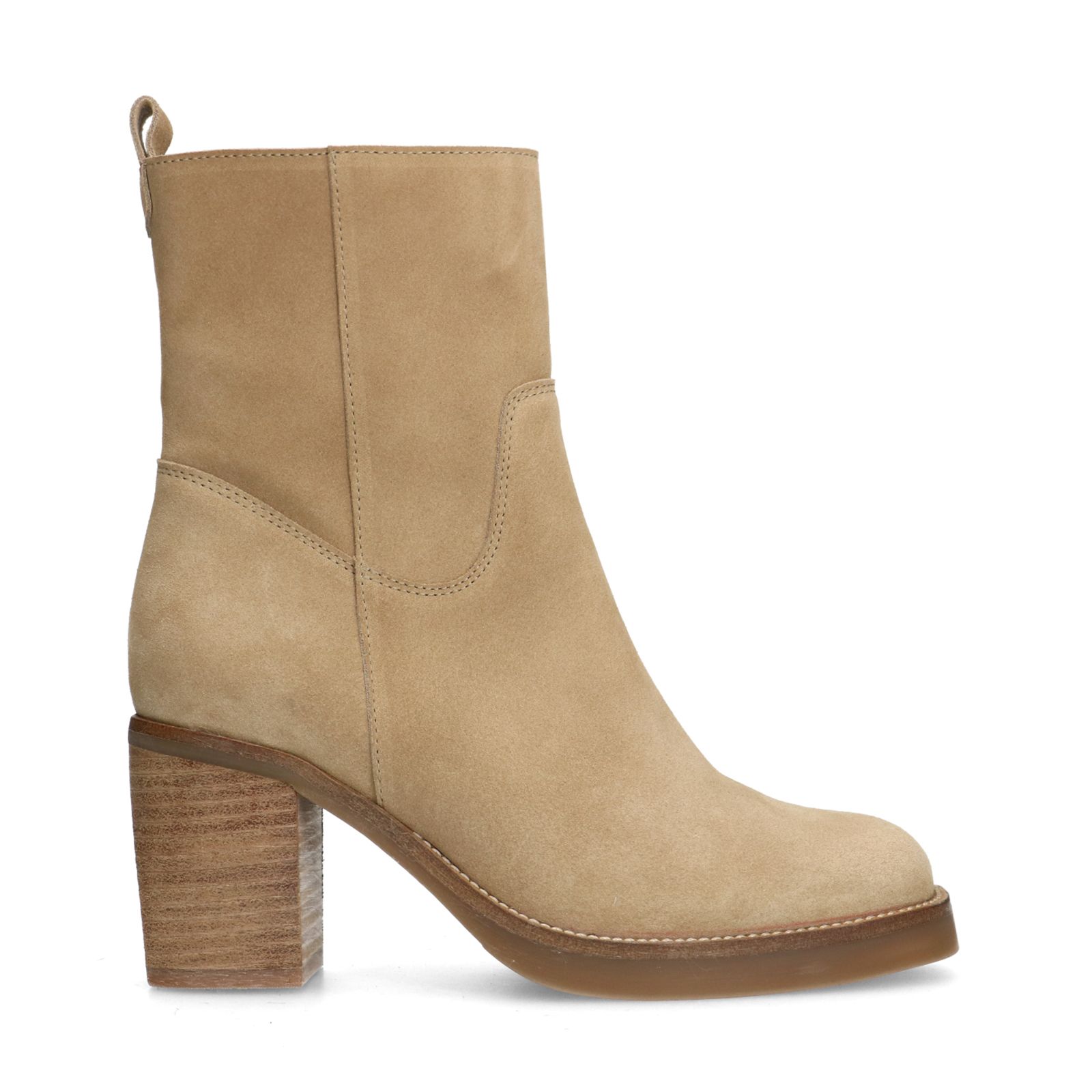 Beige suède enkellaarsjes