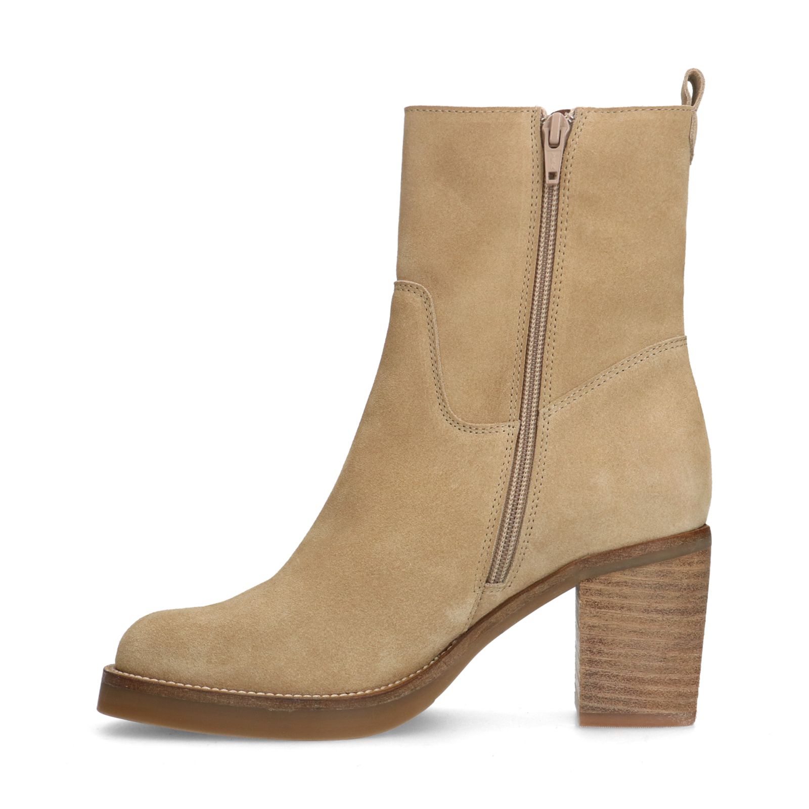 Beige suède enkellaarsjes