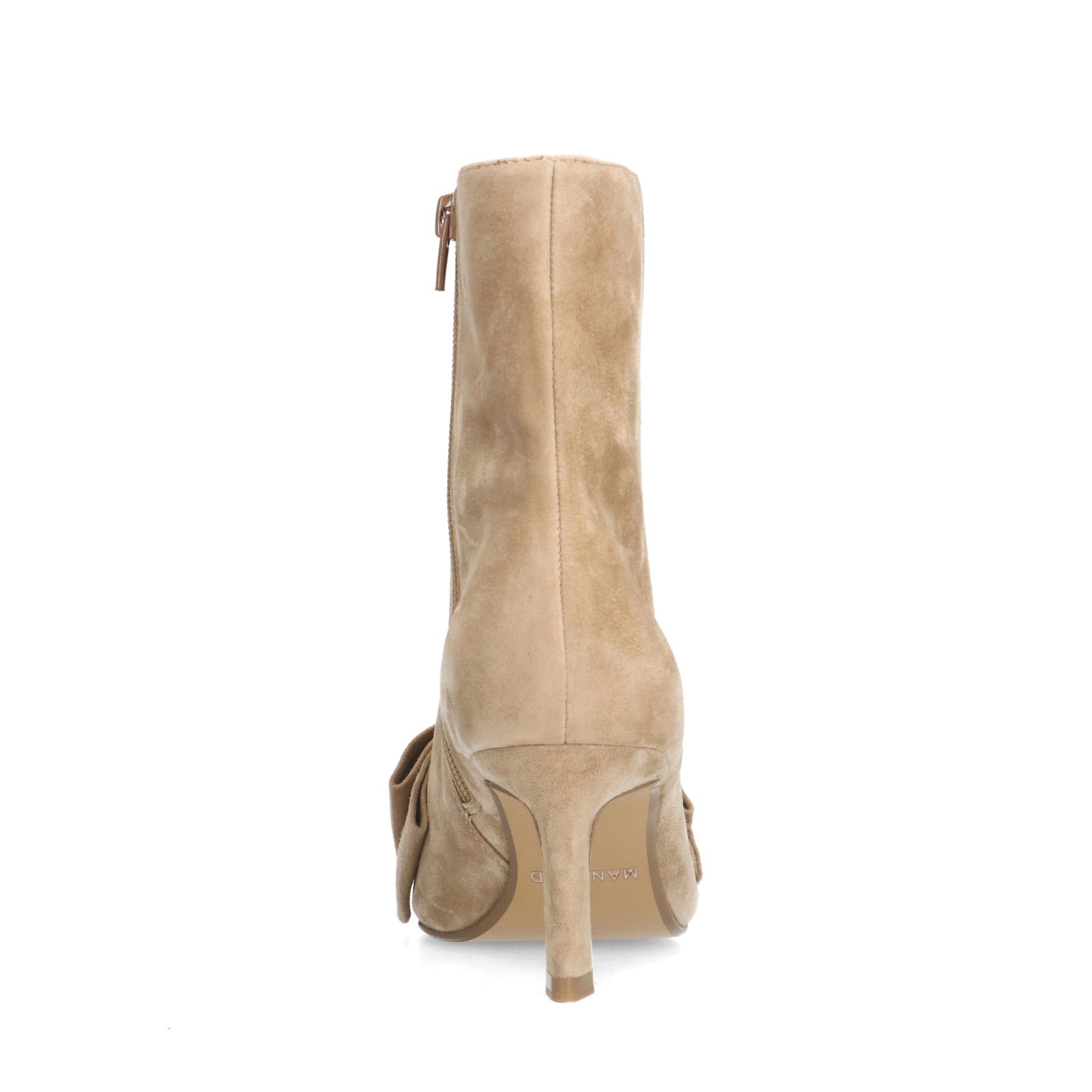 Beige suède enkellaarsjes met hak