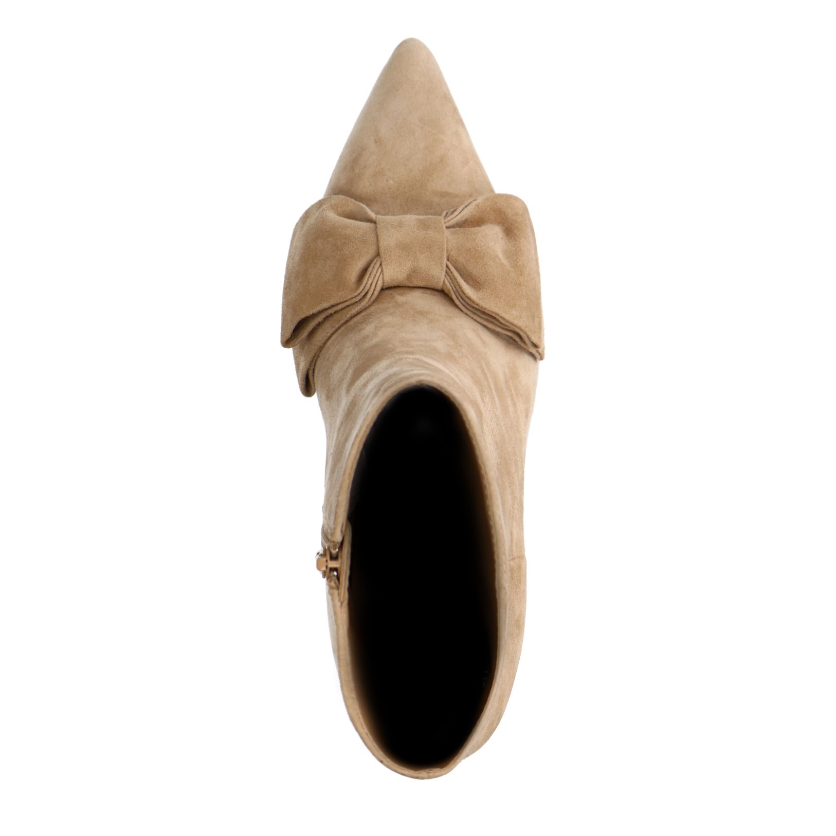 Beige suède enkellaarsjes met hak