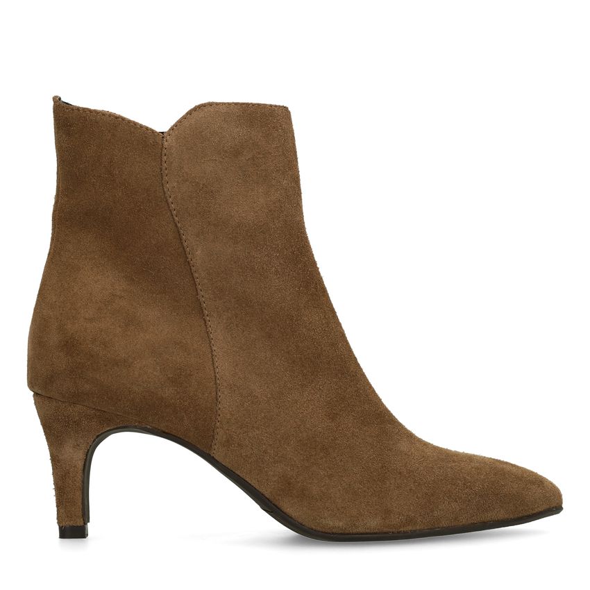 Taupefarbene Veloursleder-Stiefeletten