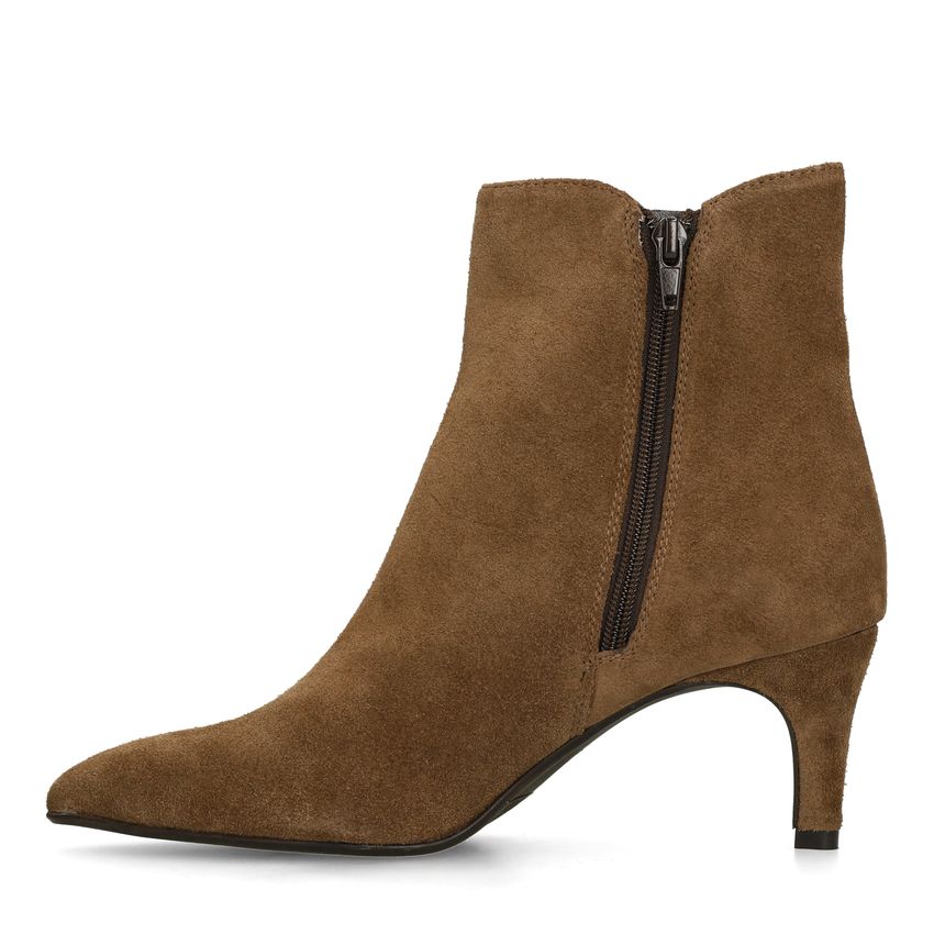 Taupefarbene Veloursleder-Stiefeletten