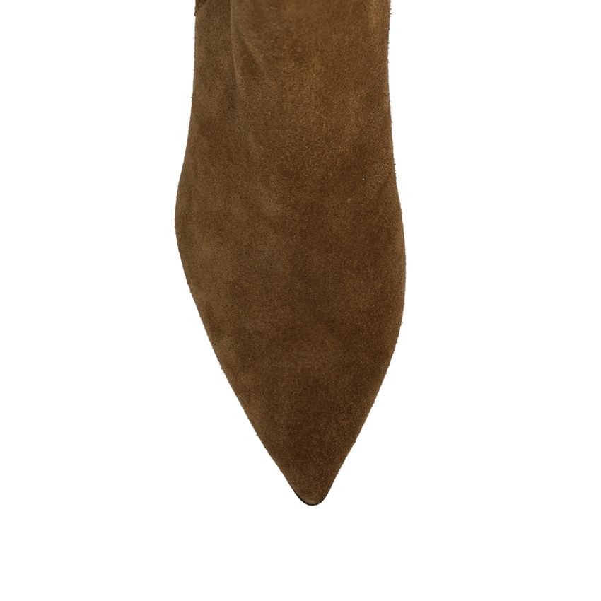 Taupefarbene Veloursleder-Stiefeletten