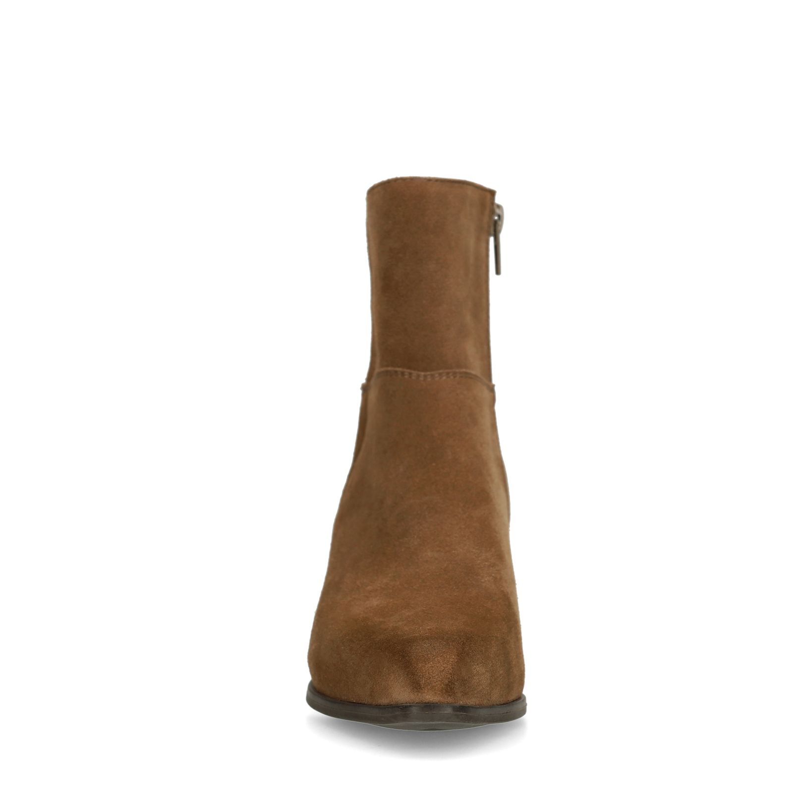 Taupe suède enkellaarsjes met hak