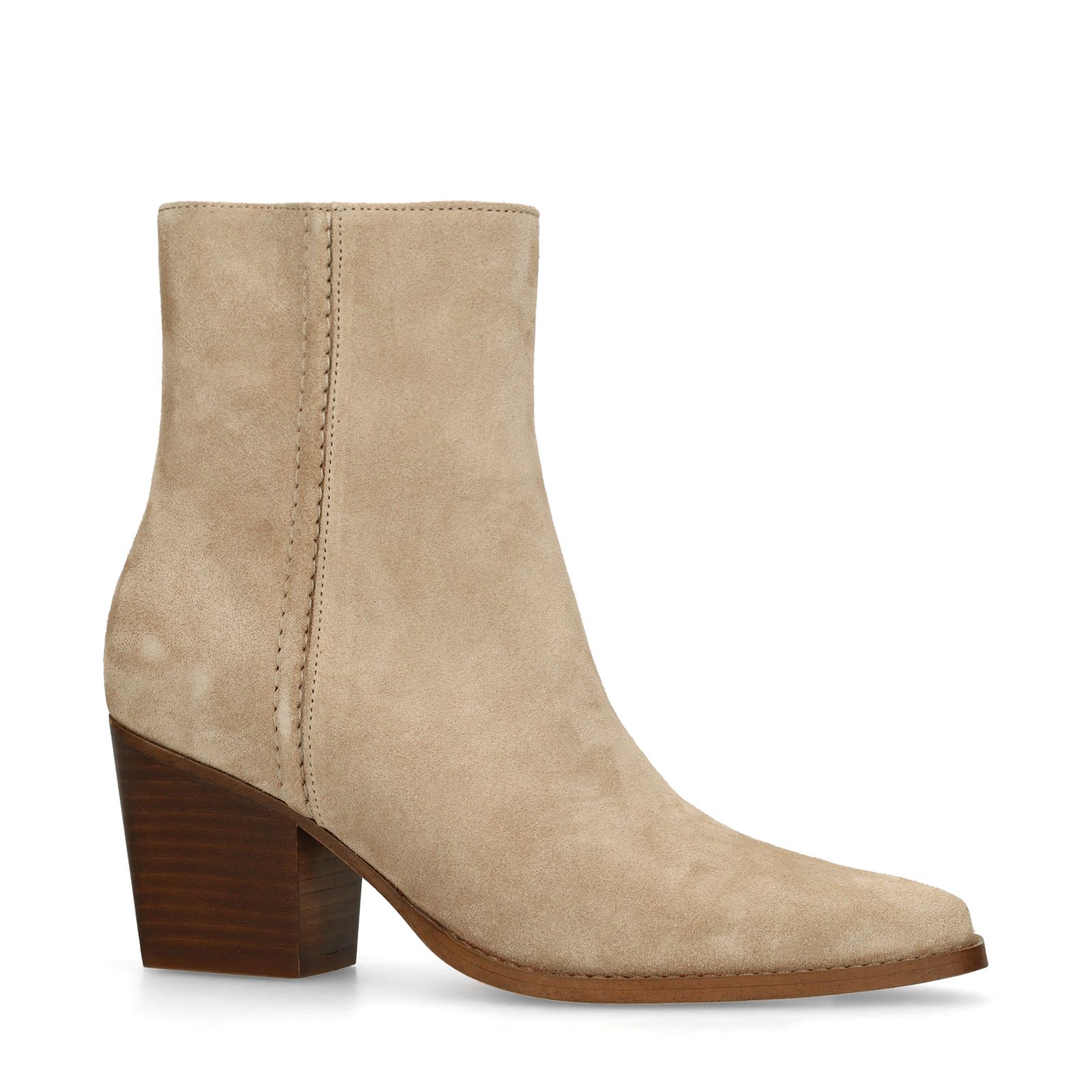 Beige suède enkellaarsjes met hak