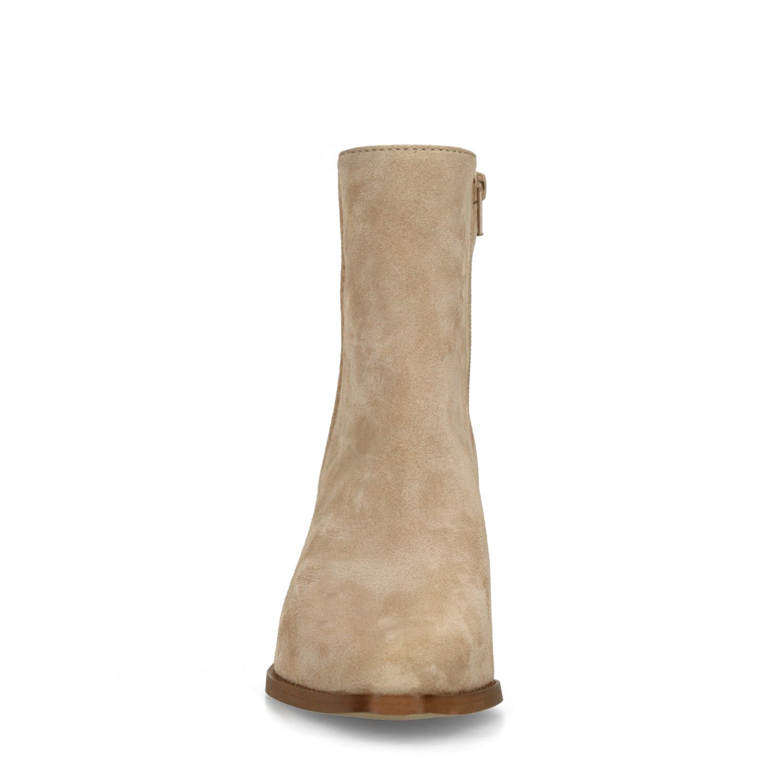 Beige suède enkellaarsjes met hak