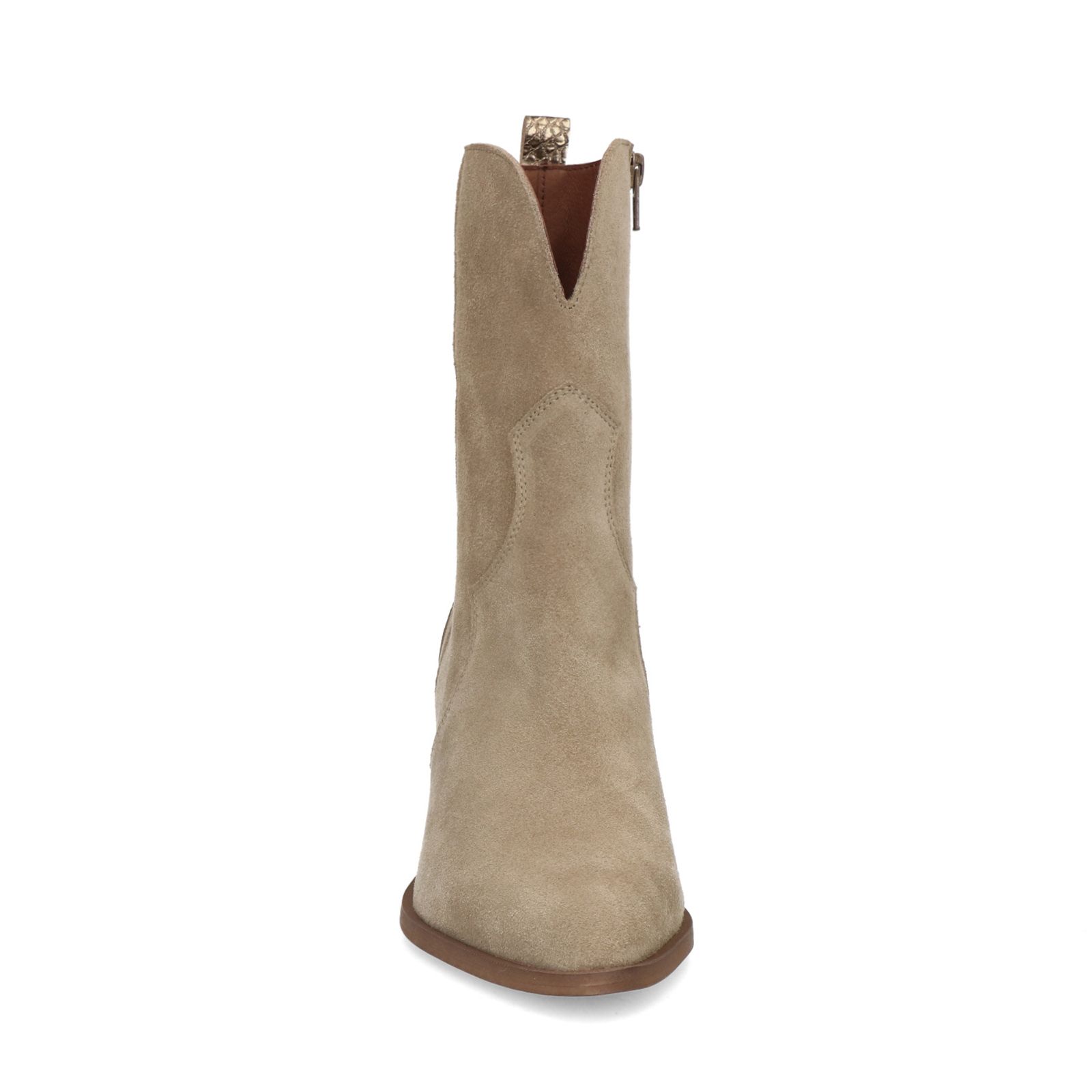 Taupe suède cowboy laarzen met metallic details