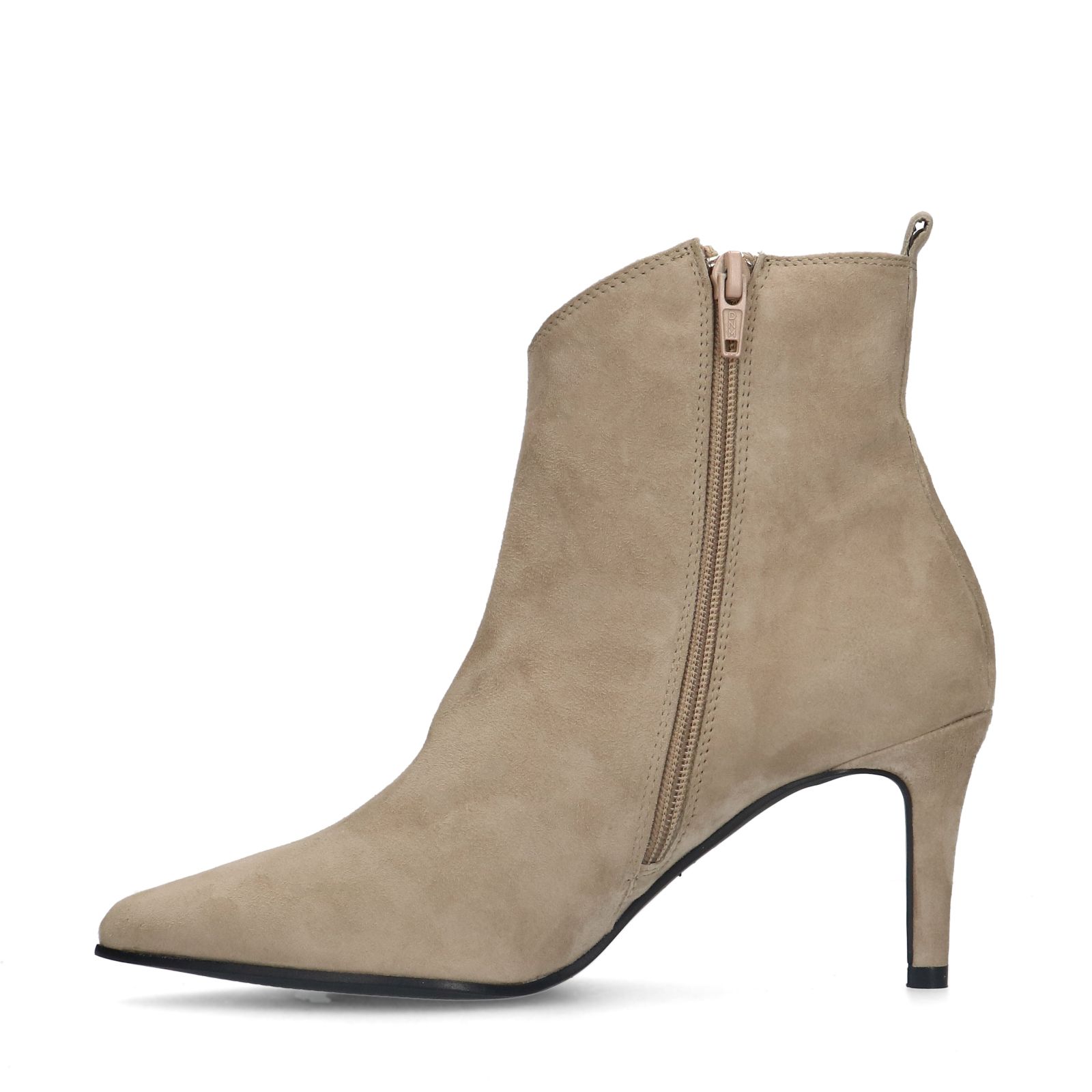 Beige suède enkellaarsjes met hak