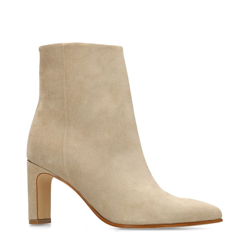 Beige suède enkellaarsjes met hak