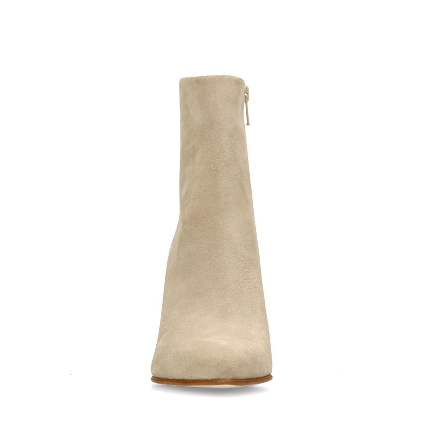 Beige suède enkellaarsjes met hak