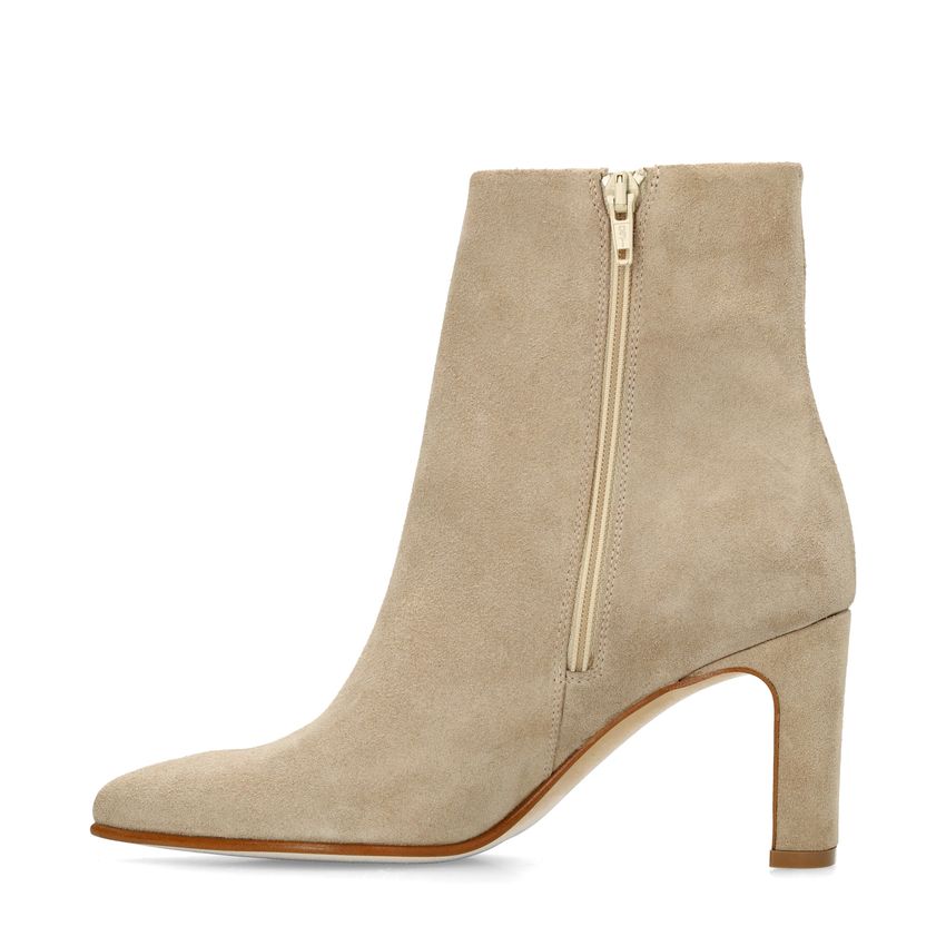 Beige suède enkellaarsjes met hak