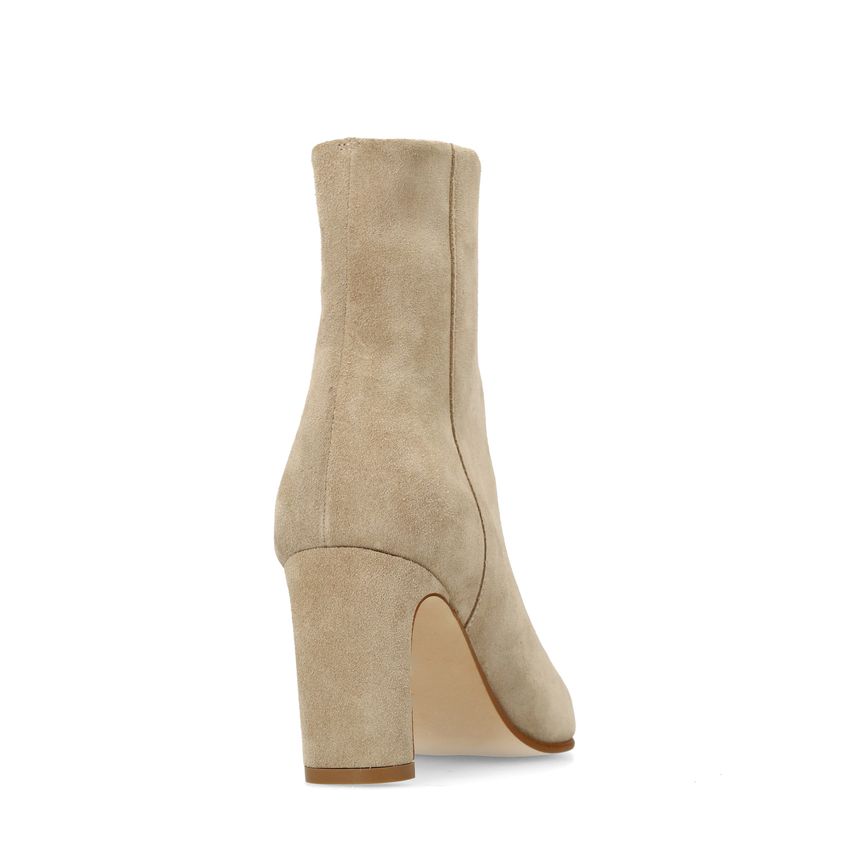 Beige suède enkellaarsjes met hak