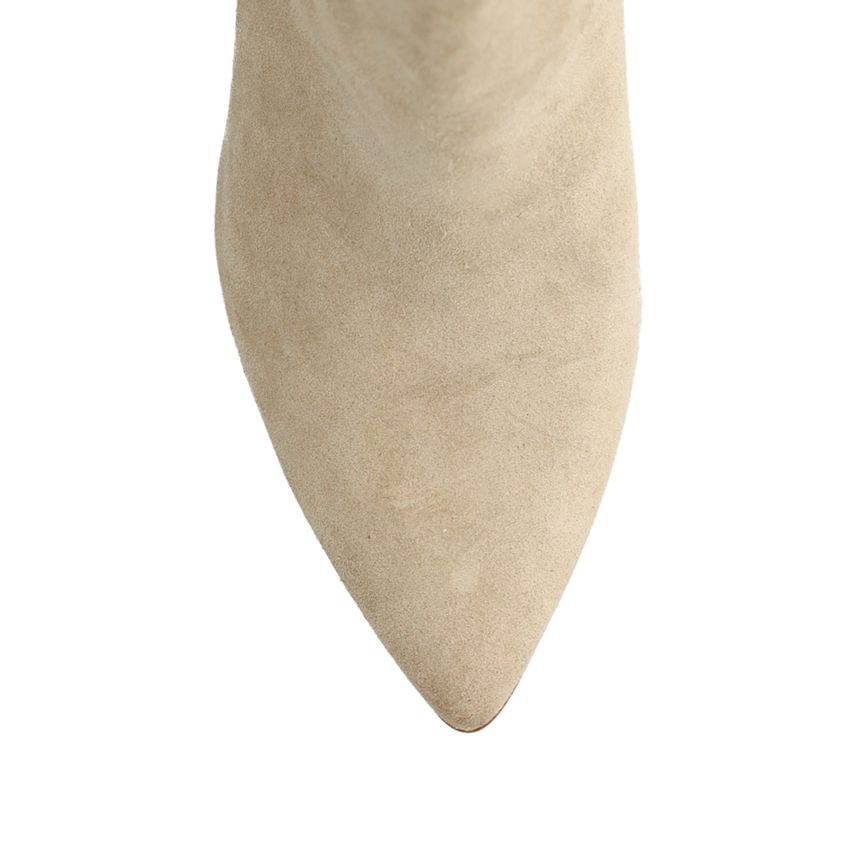 Beige suède enkellaarsjes met hak