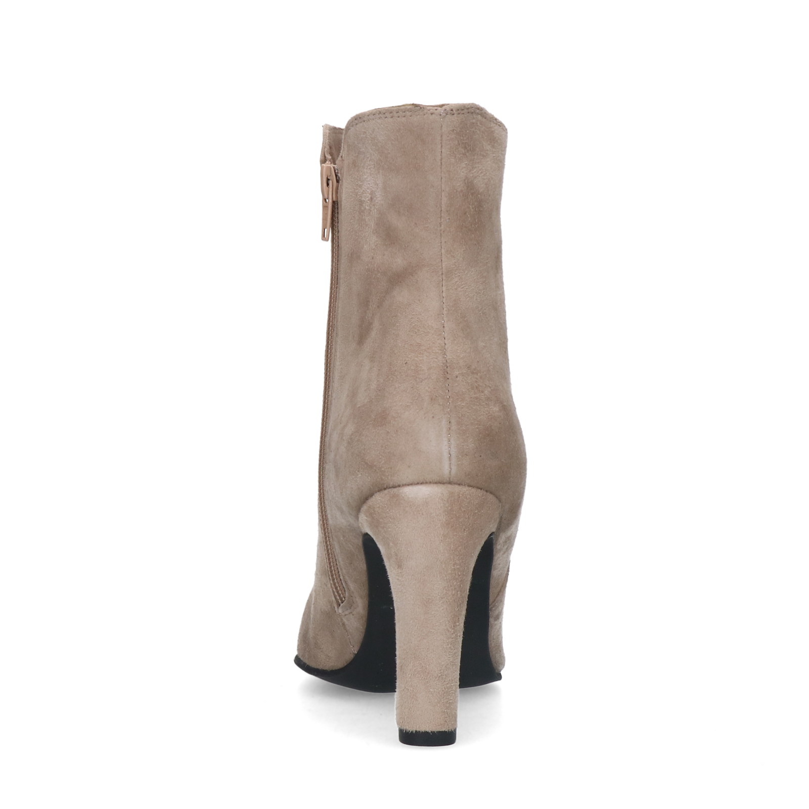 Beigefarbene Veloursleder-Stiefeletten mit Absatz | Stiefeletten 