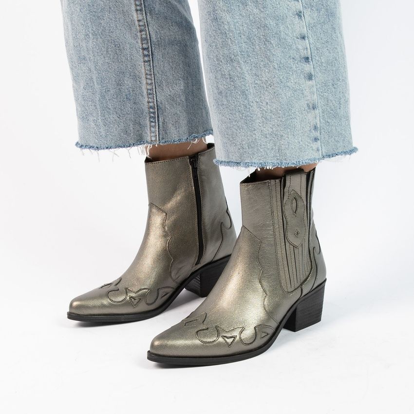 Goudkleurige metallic leren cowboy laarzen