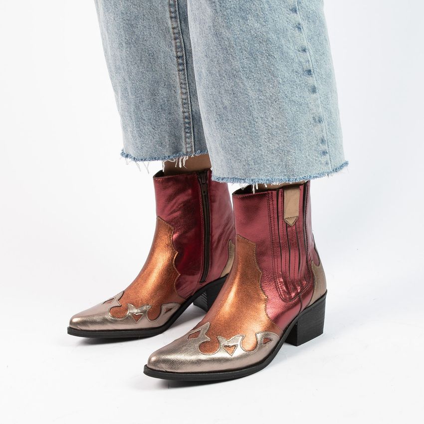 Bruine metallic leren cowboy laarzen