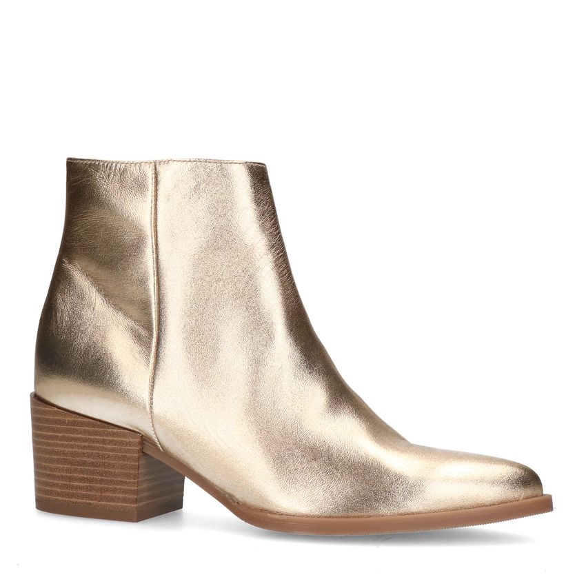 Goudkleurige leren metallic cowboy laarzen