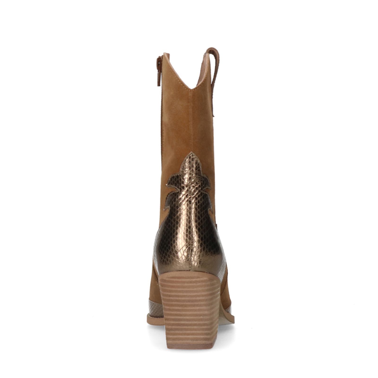Cognac suède cowboy laarzen met metallic details