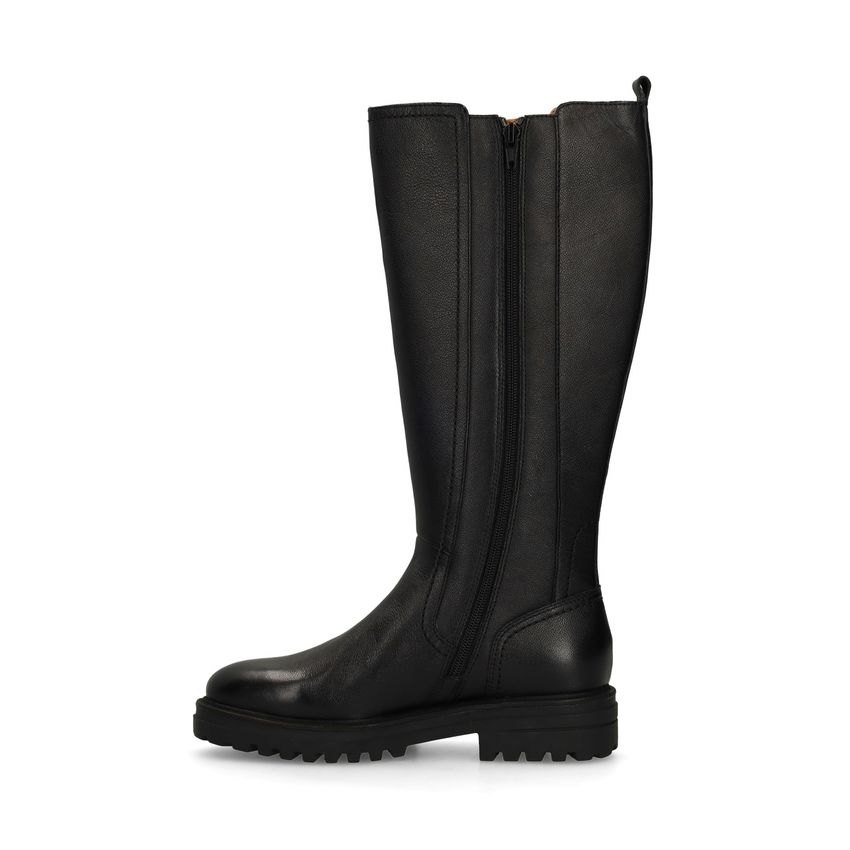 Schwarze Lederstiefel mit Elastikeinsatz