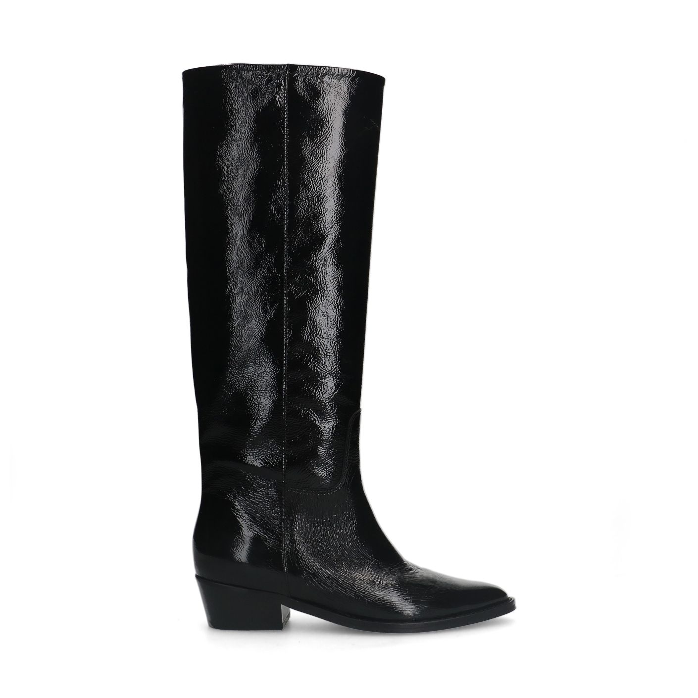 Schwarze Stiefel aus Lackleder