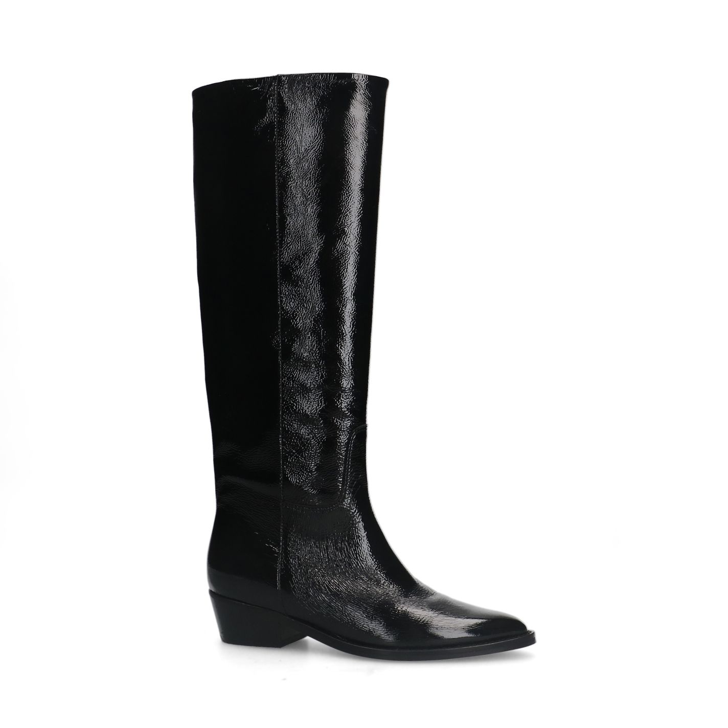 Schwarze Stiefel aus Lackleder