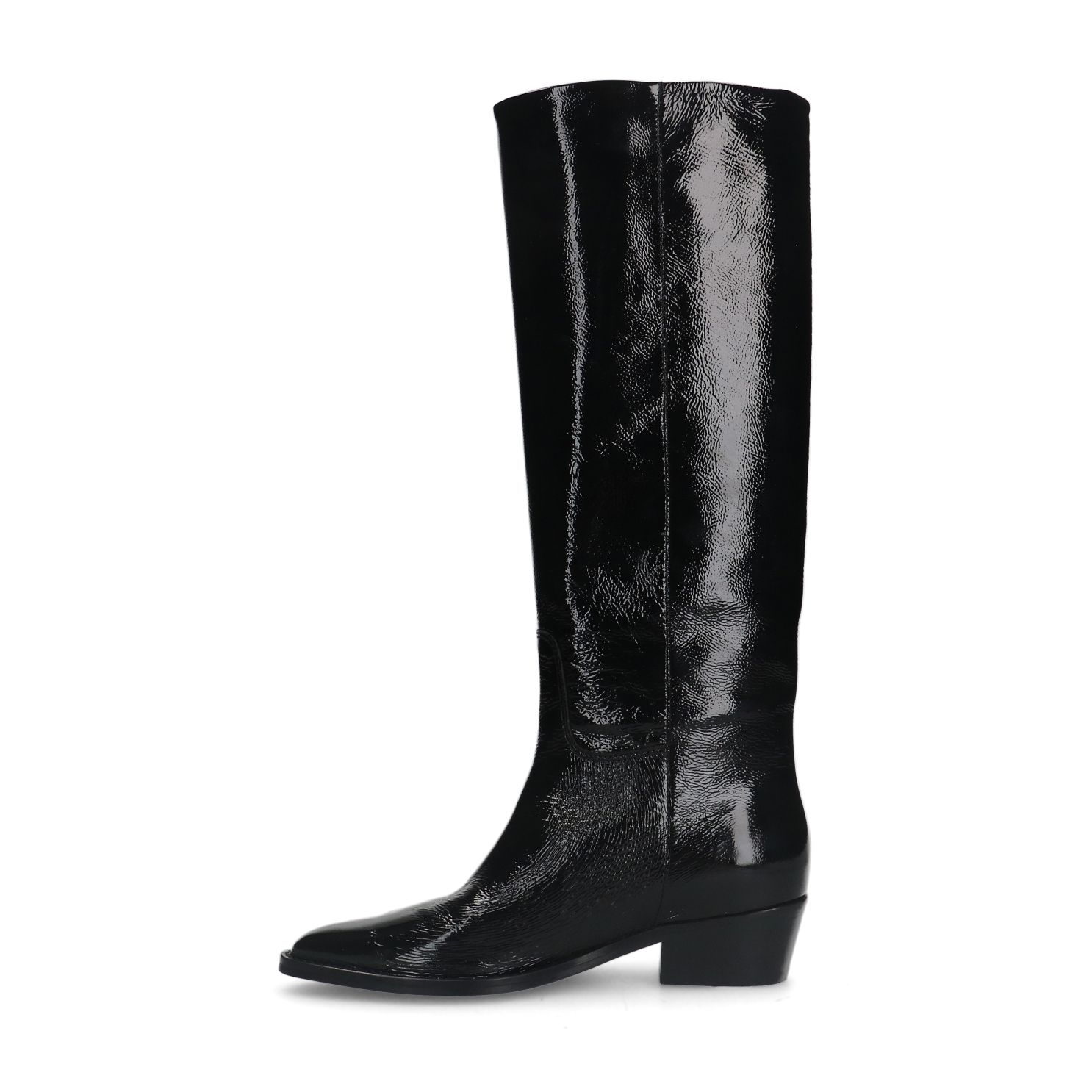 Schwarze Stiefel aus Lackleder