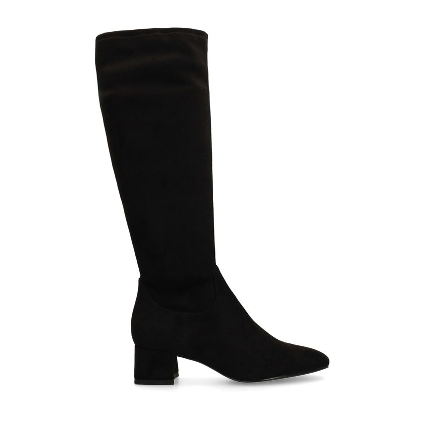 Schwarze Stretch-Stiefel mit Absatz