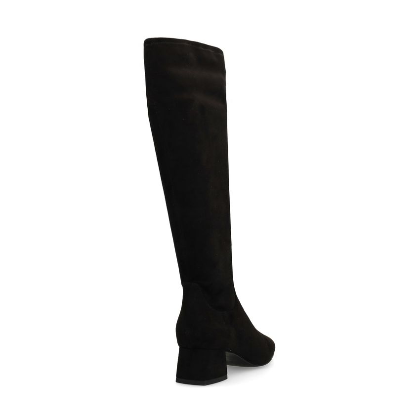 Schwarze Stretch-Stiefel mit Absatz