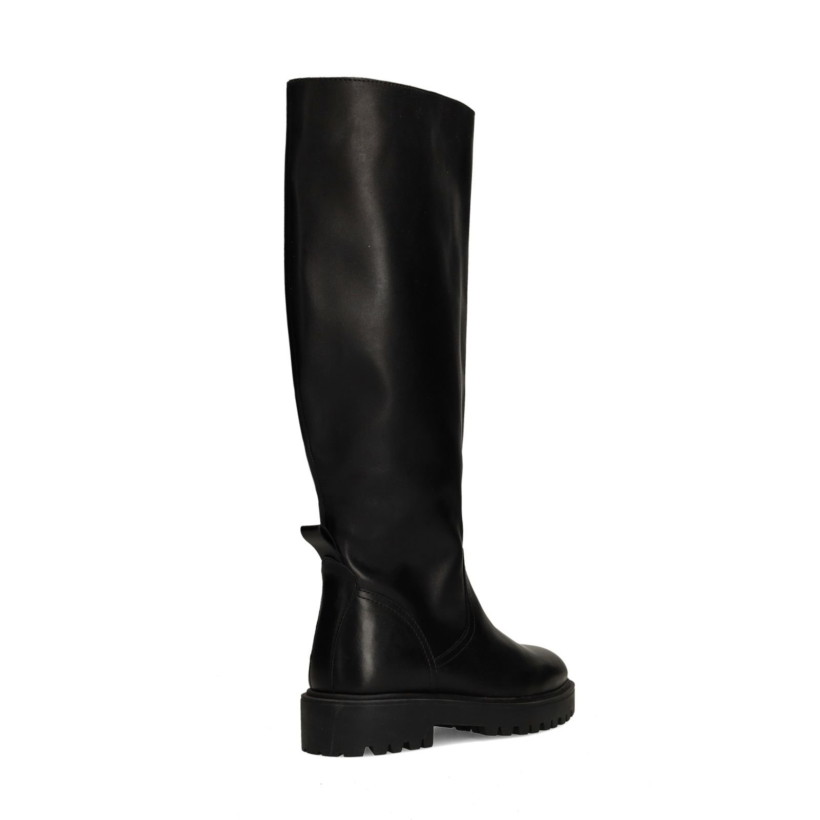 Schwarze Lederstiefel mit weitem Schaft