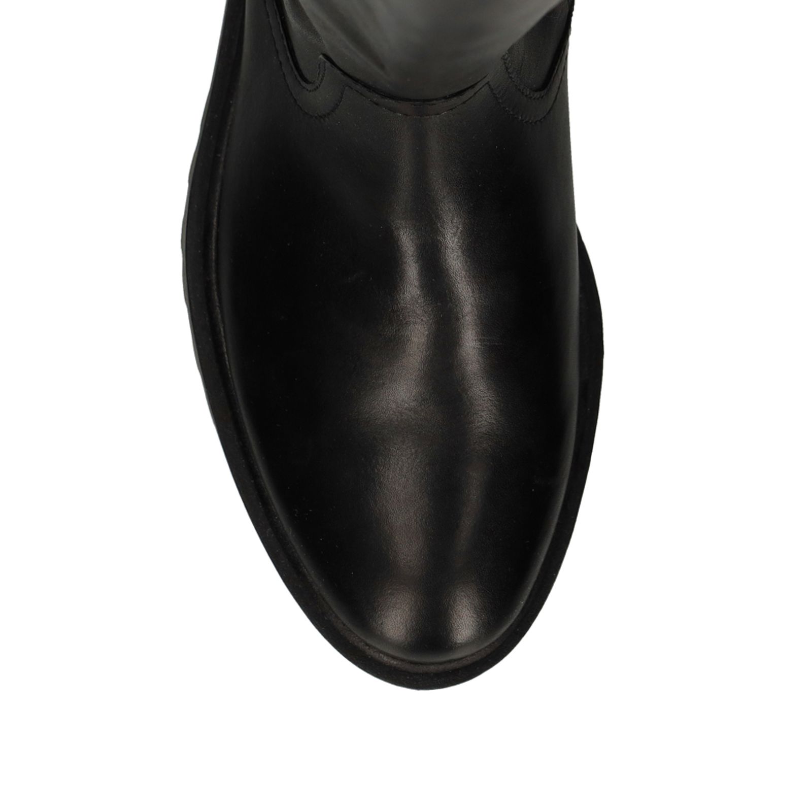 Schwarze Lederstiefel mit weitem Schaft